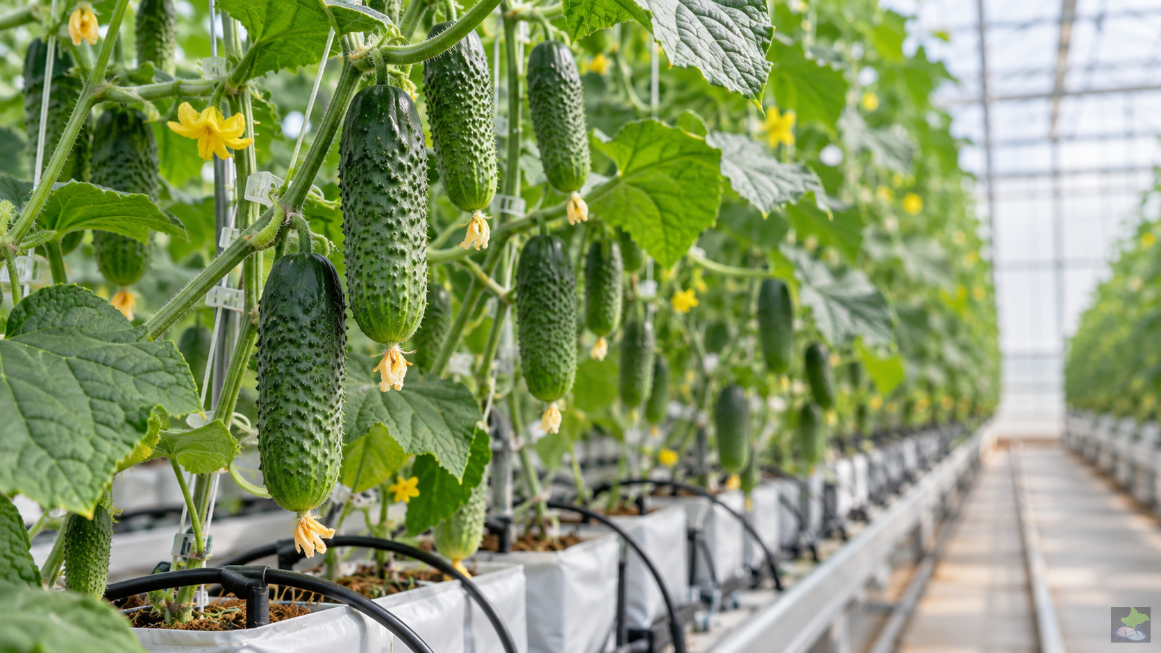 Pepino para encurtir en cultivo hidropónico