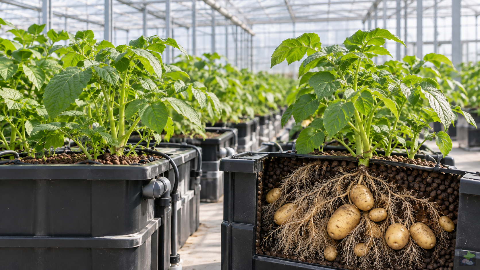 Patata temprana en cultivo hidropónico