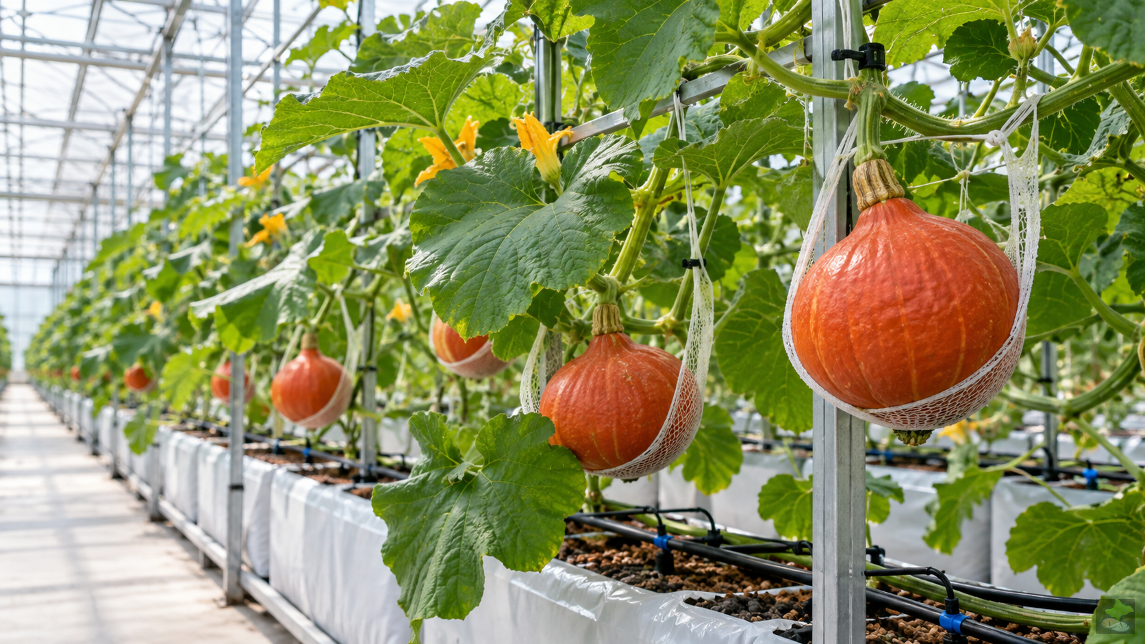 Calabaza Hokkaido en cultivo hidropónico