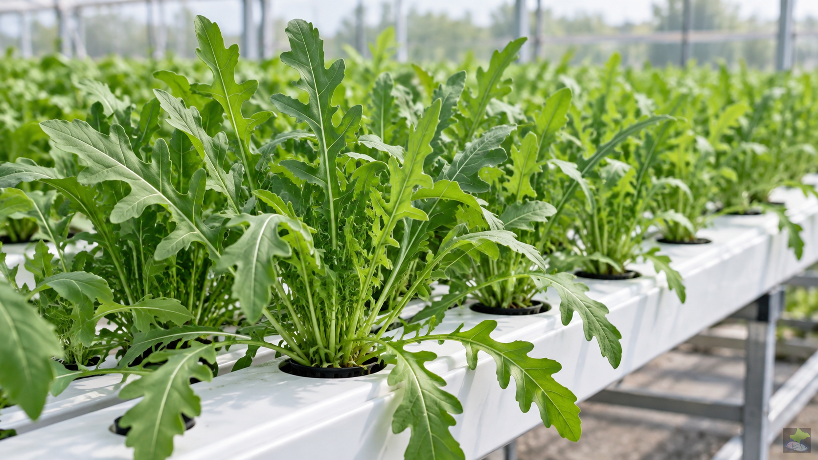 Rúcula en cultivo hidropónico