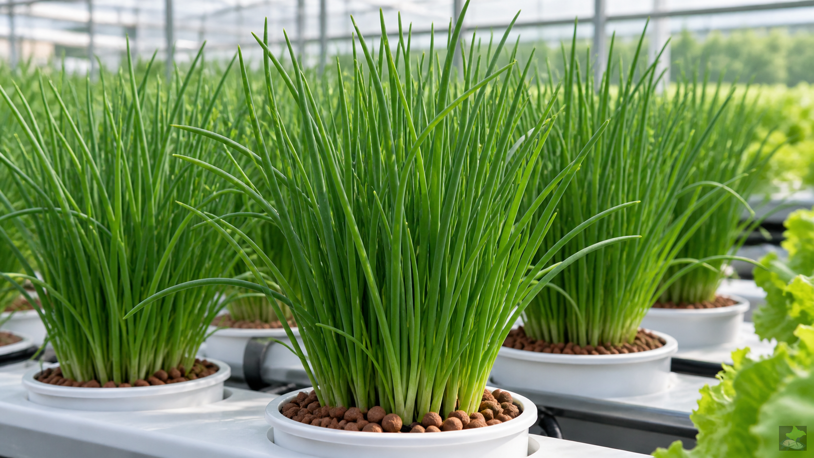 Cebollino en cultivo hidropónico
