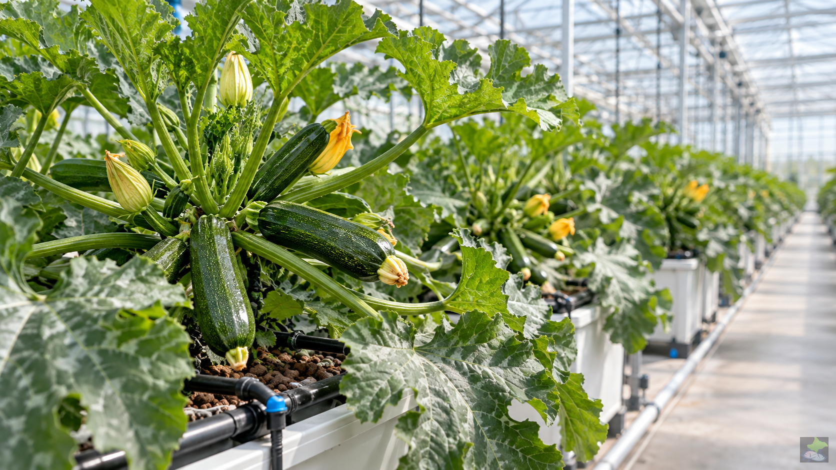 Calabacín en cultivo hidropónico