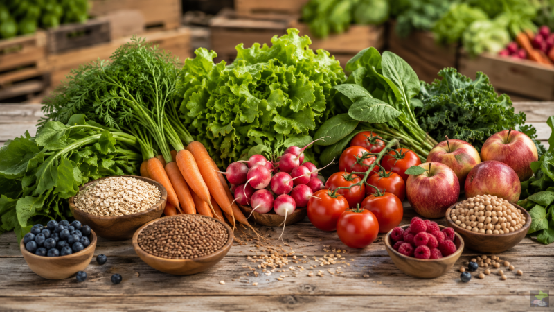 Balanced diet with fresh regional foods