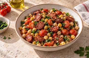 Ensalada de garbanzos y chorizo