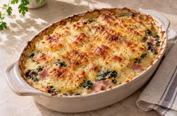 Schinken-Spinat-Gratin
