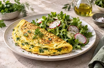 Kräuter-Omelett mit Radieschen-Salat