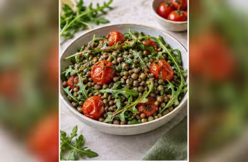 Linsen-Rucola-Salat mit Ofentomaten