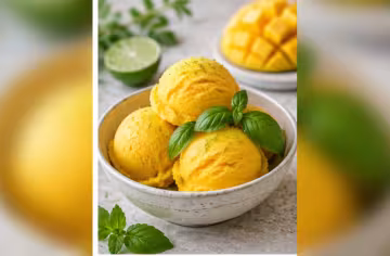 Mango-Limetten-Sorbet mit Basilikum