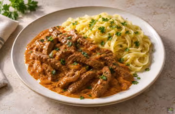 Kalbfleisch mit Paprika