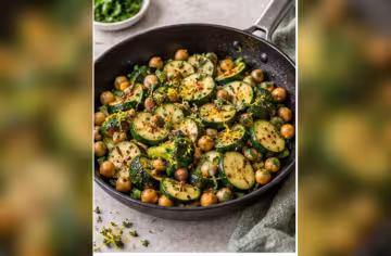 Zucchini-Kichererbsen-Pfanne mit Kräutern